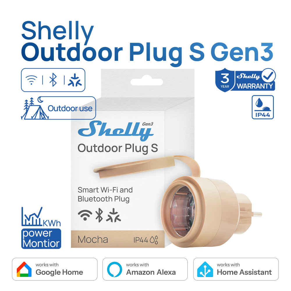 Shelly Relay Module - Shelly Outdoor Plug S Gen3 Medición