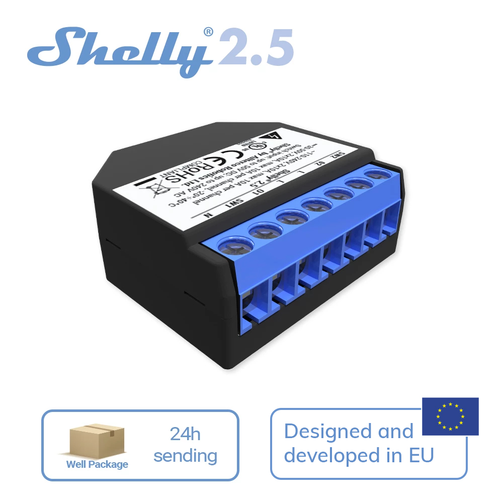 Shelly 2,5 hogar inteligente d - Shelly Relay Module reseña y precio
